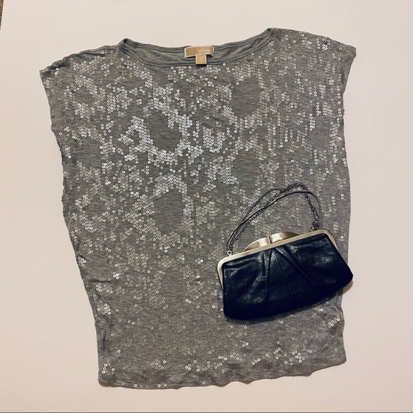 MICHAEL by Micheal Kors heather grey sequin pattern T-shirt - Picture 3 of 5